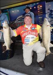 Walleye pro Eric Olson tries a variety of live-bait tactics in the summer, including rigging half-crawlers, so they spin.