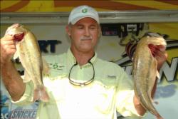 Randy Wooley of Natchitoches, La., used a total catch of 12 pounds, 8 ounces, to grab the overall lead in the Co-angler Division on the Red River.