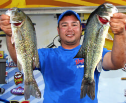 Piling on more weight, co-angler leader Leo Reiter extended his margin to 15 pounds.