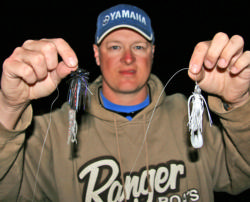 Jigs will be the most common bait for dock fishing. Fourth place pro Zack Bull will try dark and light colors.