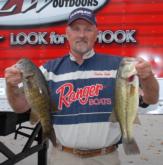 Stephen Smith of Glenwood, Ark., leads the Co-angler Division of the Stren Series Championship on Table Rock Lake with five bass weighing 12 pounds, 11 ounces.