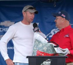 Pro Richard Cathey slipped to third place after catching 22 pounds, 1 ounce Friday.