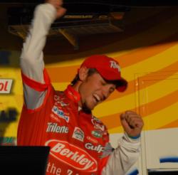 That winning feeling: Blaylock reacts after grabbing his first win at Pickwick. 