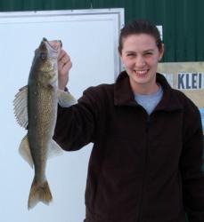 Sarah Carlson holds up a 21-inch Red Lake walleye.
