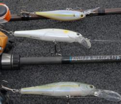 A close look at Anthony Gagliardi's jerkbaits. The bottom lure is the Pointer 100 DD that did most of the damage.