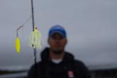 National Guard pro Michael Murphy shows off a gaudy spinnerbait used to combat the muddy conditions