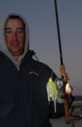 Ott Defoe with his spinnerbait selection.