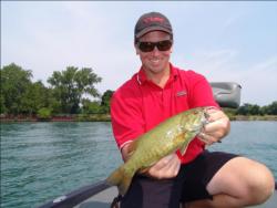 Jigging the shallow rocks near the mouth of the Detroit River produces dependable action for local guide Doug Cummings.