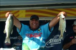 Chris Ricci of Bend, Oregon is in second place in the co-angler division with 9 pounds, 1 ounce.