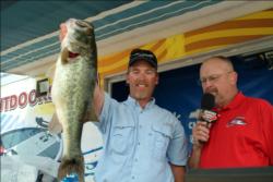 Mike Power of Canyon Lake, Texas is the day one leader of the co-angler division at the Stren Series Texas Division tournament on Lake Amistad.