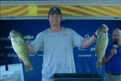 Leading the co-angler division at the Stren Series Central Division tournament on the Detroit River is the aptly-named John Leader, who with 35 pounds has a a 3-pound lead going into day three.
