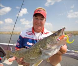 Walleye pro Mark Courts opts for the small approach when pitching jigs.