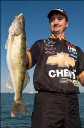 Proper jig weight keeps walleye pro Tom Keenan grinning with walleyes like this.