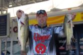 Russell Parrish of Riesel, Texas, is in second place with four bass weighing 13 pounds, 5 ounces.