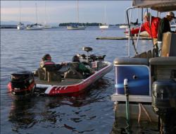 Anglers make their way through boat check before heading to the takeoff point.
