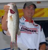 Chad Brauer of Osage Beach, Mo., is in third place with a five-bass limit weighing 13 pounds, 2 ounces. 