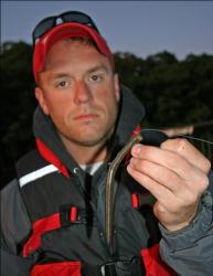 Co-angler leader Justin Moore will throw the same shaky head worm and Rat-L-Trap he fished on day one.