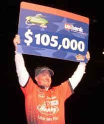 For winning the 2009 FLW Walleye Tour Championship on the Missouri River, Scott Steil earned $105,000.