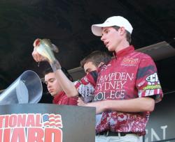 Hampden-Sydney College angler Charles Parrish holds up a Lake Norman keeper at Sunday