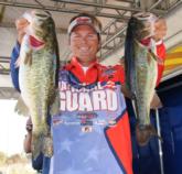 National Guard pro Scott Martin gets off to a fourth place start on Okeechobee with a 21-4 catch.