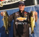 Chevy pro Anthony Gagliardi sight-fished 13-13 today to hold onto his third place spot with a three-day total of 49 pounds, 8 ounces. 