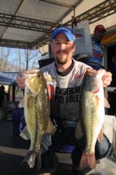 Co-angler Brad Roberts of Nancy, Ky., is in second place with a two-day total of 16-9.