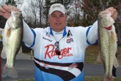 Pro Rusty Trancygier moved way up the standings on Lake Norman, leapfrogging from 10th place to second place overall on the strength of a total two-day catch of 27 pounds, 9 ounces.