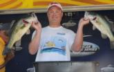 Mark Svendsen of Doraville, Ga., leads the Co-angler Division of the American Fishing Series event on Lake Seminole with five bass weighing 16 pounds, 2 ounces.
