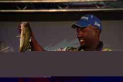 Pro Ishama Monroe of Hughson, Calif., finished in fifth place overall at the FLW Tour Lake Oachita contest after boating a four-day catch of 51 pounds, 6 ounces, 