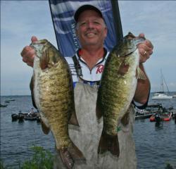 Dropshotting along the edges of weed beds gave Jeff Misaiko enough weight to take the co-angler lead.