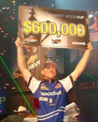 For winning the 2010 Forrest Wood Cup on Lake Lanier, Kevin Hawk claimed $600,000.