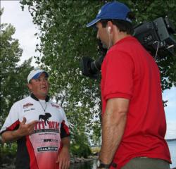 Pro leader Jason Ober explains his tactics during a post weigh-in interview.