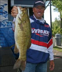 Tennessee pro David Walker fooled a whopper smallmouth with a dropshot.