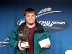 Brandon Tramel of Smithville, Tenn., earned $1,951 as the co-angler winner of the Oct. 2-3 BFL Music City event.