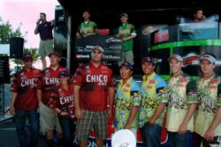 The top five team finalists pose for photos at the FLW College Fishing Western Regional Championship.
