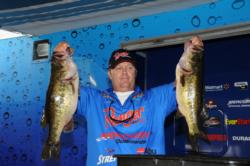 Frank Jenkins of Fort Myers, Fla., bagged five bass on day one weighing 30 pounds, 12-ounces for second place.