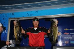 Brandon Medlock of Lake Placid, Fla., nabbed the third place spot after day one with a five bass limit for 28 pounds, 1 ounce.