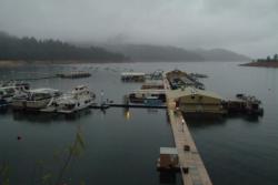 Bridge Bay Resort maina was inundated by a combination of steady rains and eerie fog during early morning takeoff.