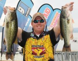 Casey Martin of Huntsville, Ala., is in fourth place with five bass weighing 23 pounds, 6 ounces.