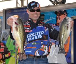Pro leader Dave Lefebre holds up part of his 16-pound, 4-ounce limit. 
