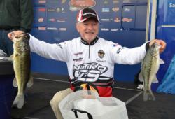 Fourth-place pro Stacey King has a two-day total of 23 pounds, 5 ounces.