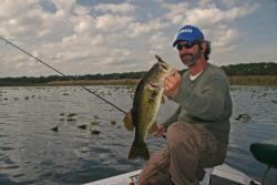 This Florida bass attacked a Texas-rigged Skinny Dipper as it gurgled across the spawning flat.