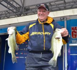 Co-angler Alton Lackie sits in second place with a two-day total of 29 pounds.