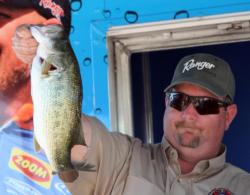Third-place co-angler Brett Rachal caught his final round fish on a crankbait and a Berkley Power Worm.