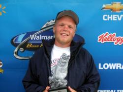 Brad Rutherford of Lavonia, Ga., earned $2,236 as co-angler winner of the May 14 BFL Choo Choo event.