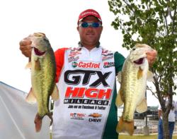Castrol pro David Dudley made the top-20 cut Friday at the Red River in the No. 10 slot, paving the way to the lead in the FLW Tour Angler of the Year race with one Major left to go in the 2011 season. Dudley is the FLW all-time leading money winner and also the 2008 AOY.