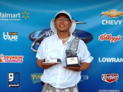 Yoomin Yi of Springfield, Va., earned $1,493 as co-angler winner of the June 25 BFL Shenandoah event.