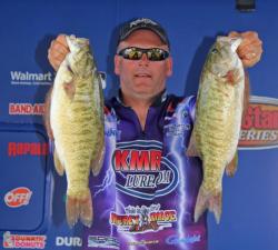 Second-place pro Mark Modrak rotated between a crankbait, dropshot and tube on day two.