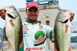 Jason Christie of Park Hill, Okla., finished the first day of FLW Tour Pickwick Lake competition in sixth place.