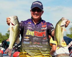 Third-place pro Randall Tharp caught a five-bass limit Saturday weighing 12 pounds, 5 ounces.